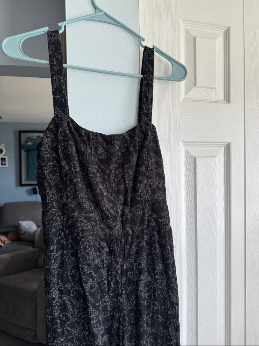 Universal Thread Black Floral-Print Jumpsuit with Adjustable Ankles
